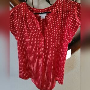 NWT Liz Claiborne Red and White Blouse